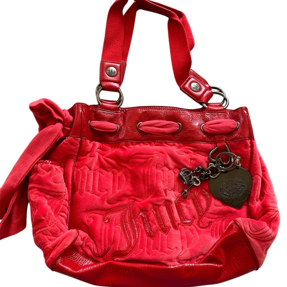 Juicy Couture Red Quilted Logo Shoulder Bag with Charm